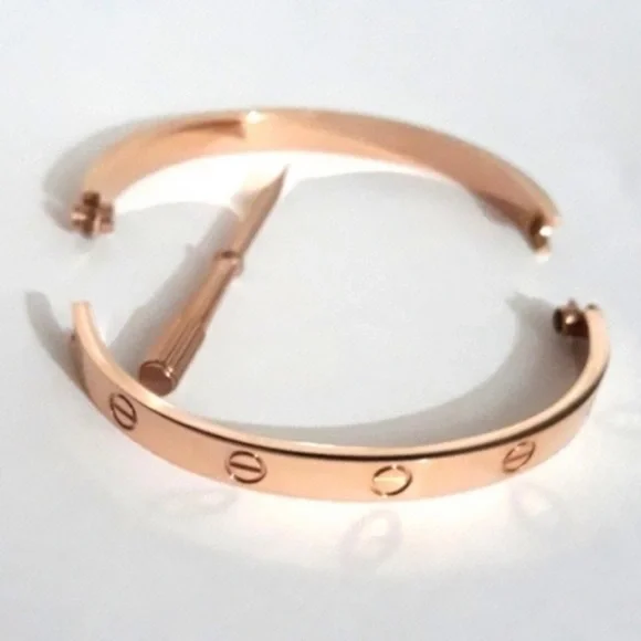 NEW Love Screw Bangle Bracelet in Rose Gold